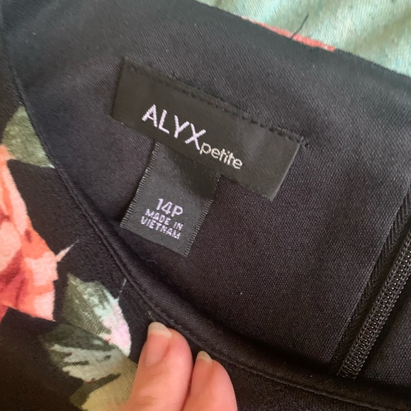 ALYX petite black dress with pink floral and shoulder cutout size 14P - Picture 8 of 11